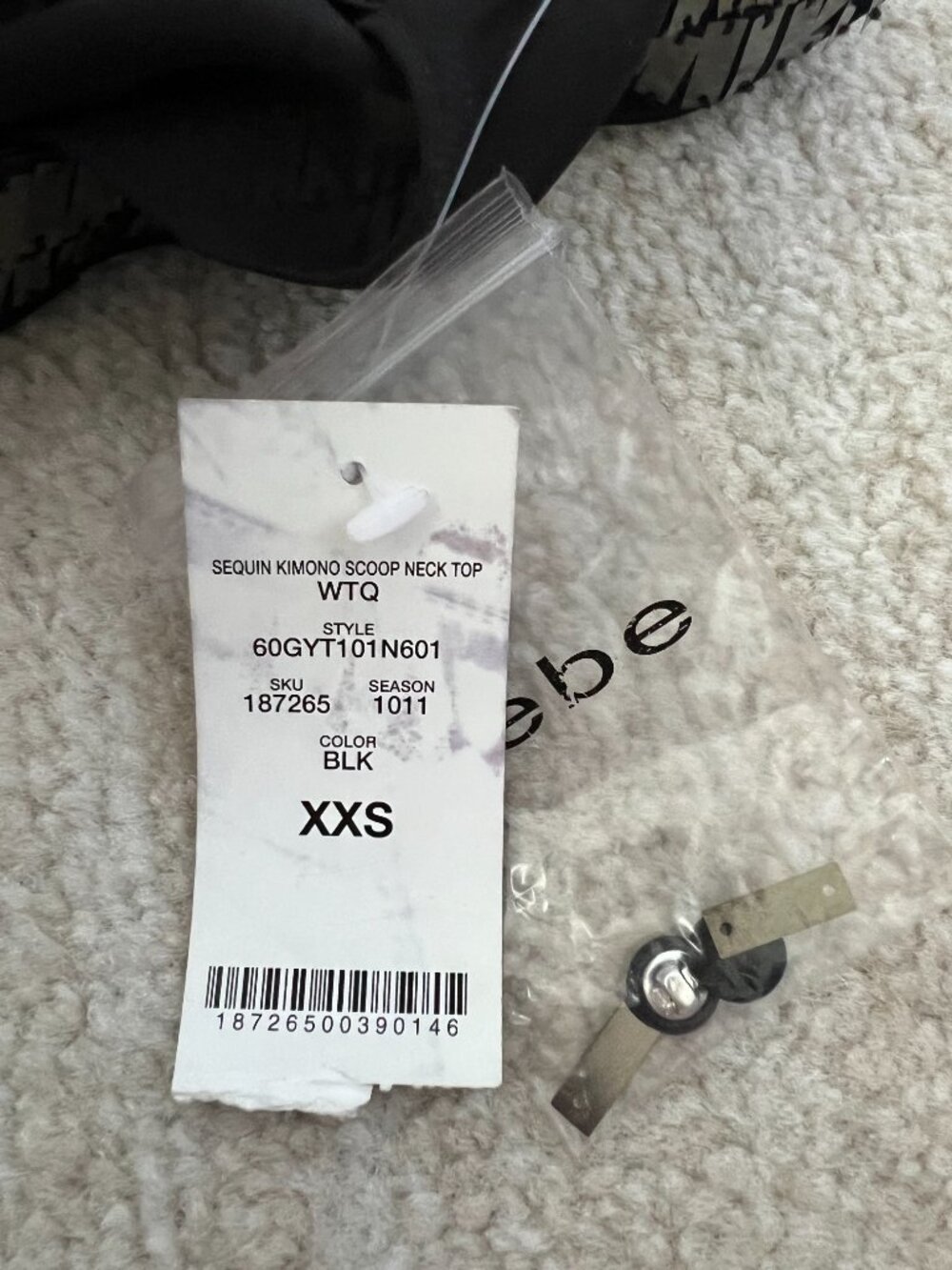 NWT Bebe Sheer Sequin Cold Shoulder Going Out Black Blouse Top XXS Y2K - Picture 9 of 11
